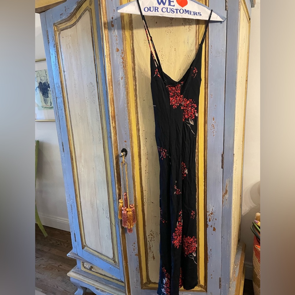 Reformation Black Printed Midi Dress